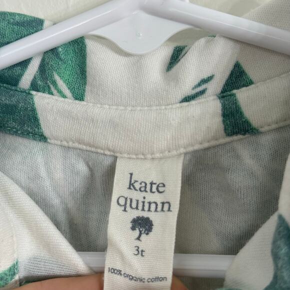Kate Quinn Jade Leaf Short Sleeve Vintage Collar Button Down Top Size 3T Organic - Picture 4 of 6